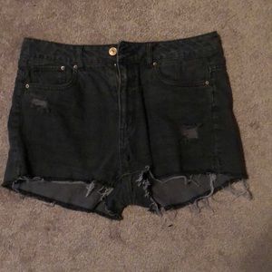 Pacsun High waist distressed black denim shorts